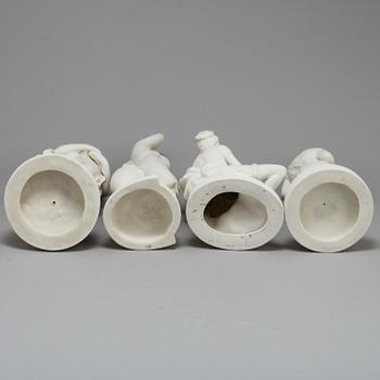 FIGURER, fyra st, parian, Gustafsberg, sekelskiftet 1900.