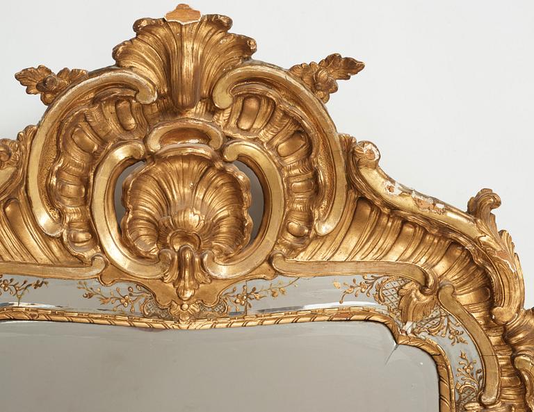 A Swedish Rococo mid 18th century mirror.