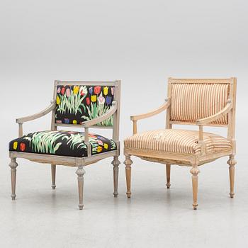 A pair of Gustavian style chairs, circa 1900.