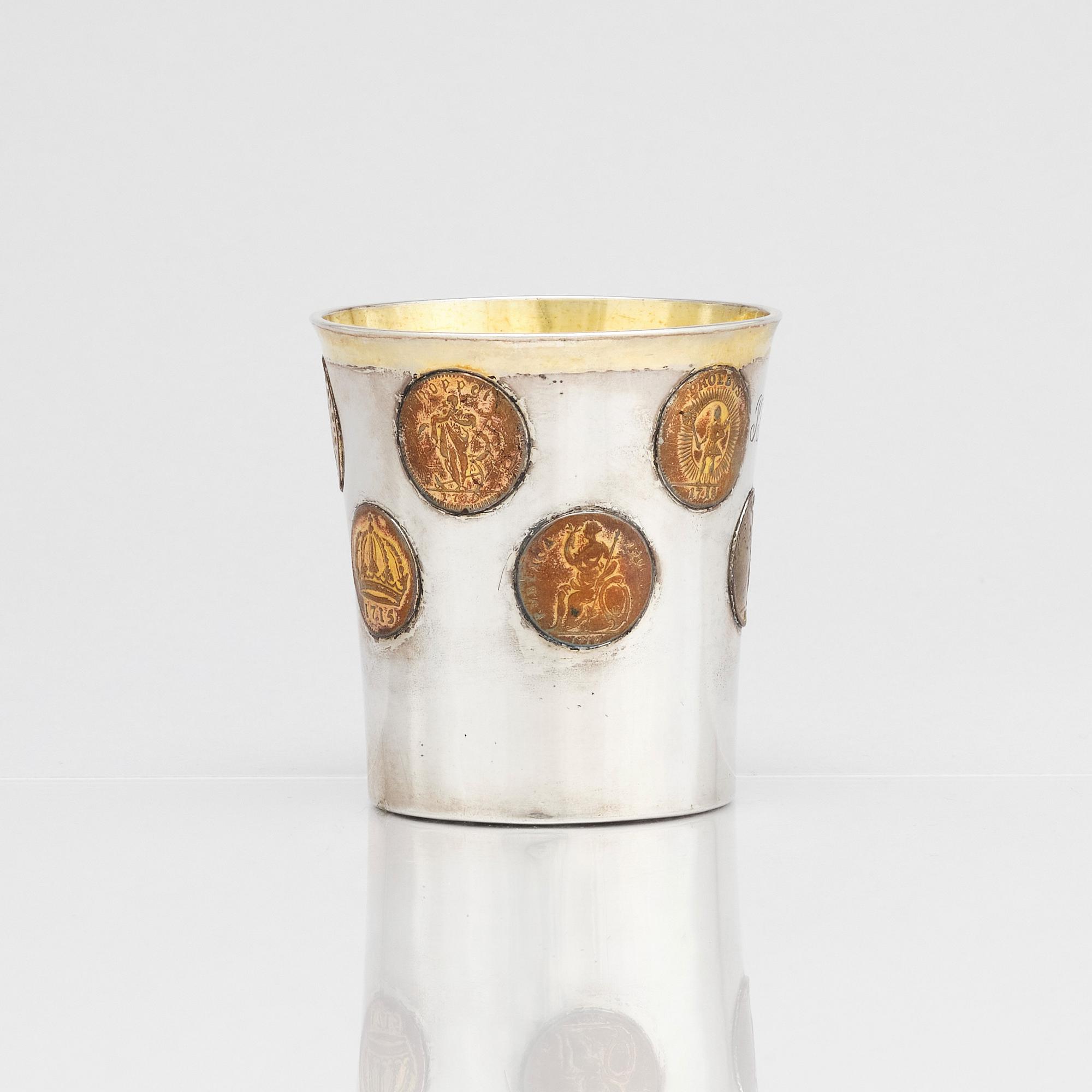 A Swedish parcel-gilt silver coin-beaker, mark of Nils Hellberg, Norrtälje 1805.