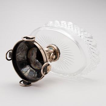 A RUSSIAN SILVER AND CUT GLASS BOWL ON FOOT, Gratchev St:Petersburg, 1896.