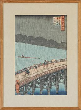 Ando Utagawa Hiroshige, after, a woodblock print in colours, 20th century.