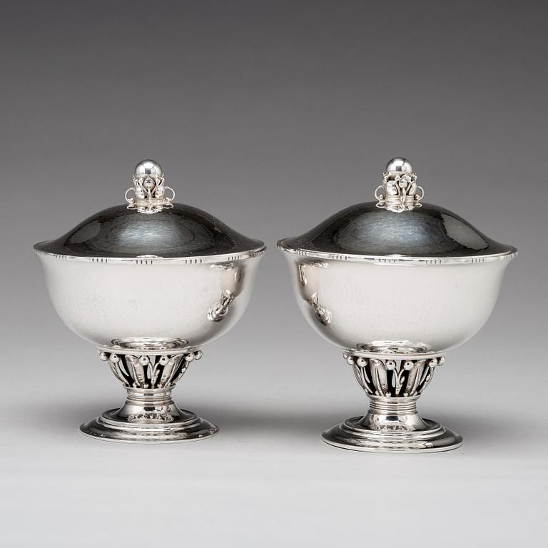 Georg Jensen, a pair of sterling bonbonnières, Copenhagen 1920's, design nr 180 C.