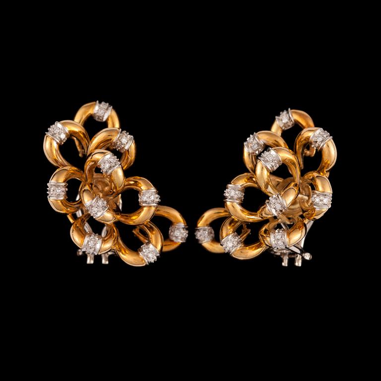 A pair of single cut diamond, circa 0.60 ct, earrings.