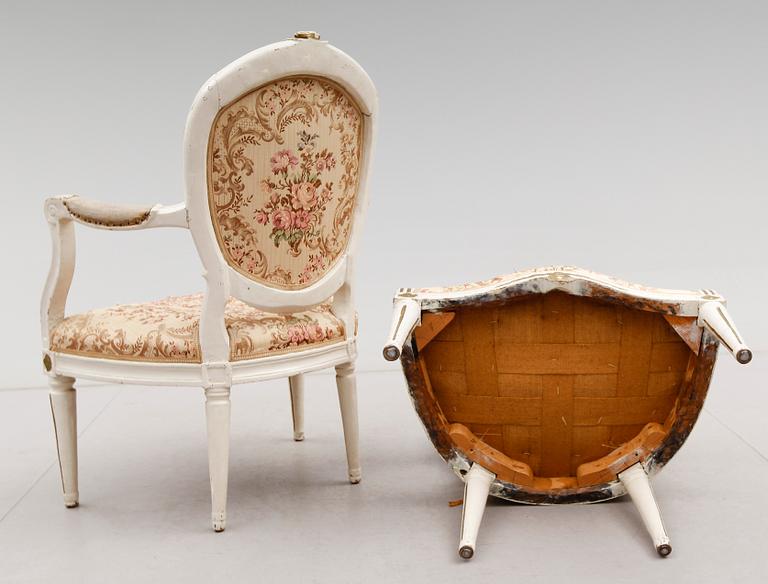 KARMSTOLAR, 1 par, gustavianska, 1700-talets andra hälft.