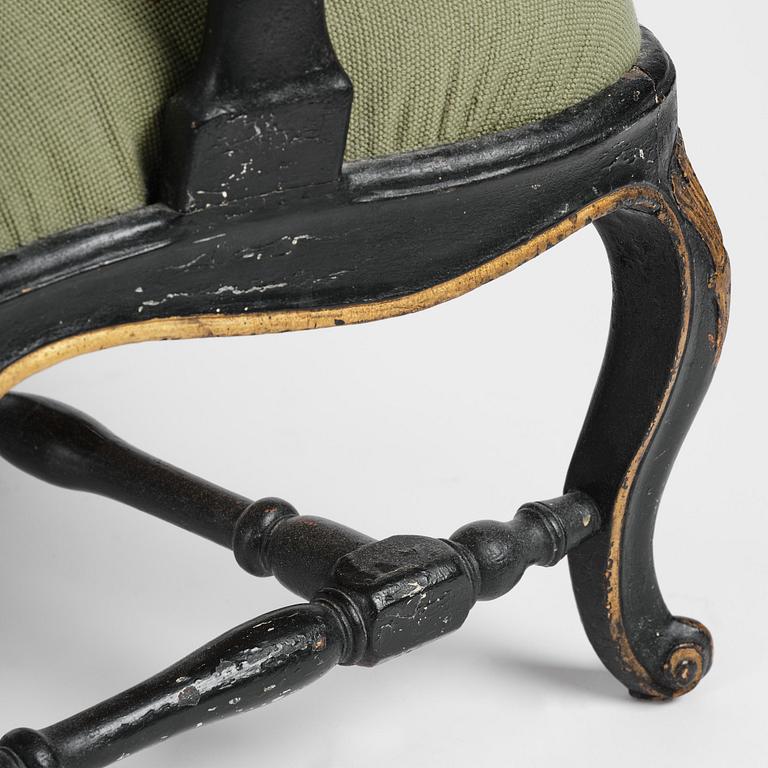 A pair of Swedish rococo armchairs, Stockholm, later part 18th century.