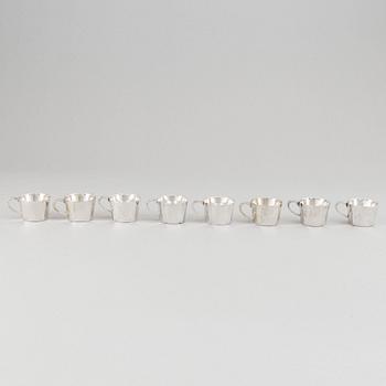 Sigvard Bernadotte, 24 pieces silver plate cocktail glasses, cups and mugs, GAB, Gense, Sweden.