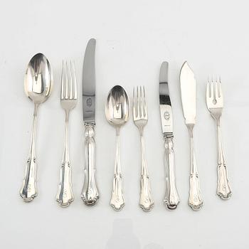 Bestick 54 dlr silver "Olga" AN (Nilsson A J P Hasselgrens Eftr) Lund 1930-tal.