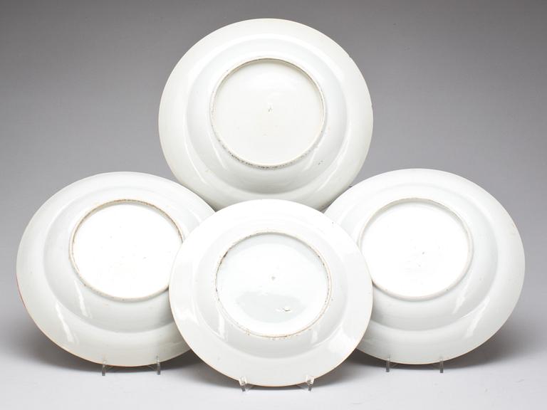 FAT, 3 st och TALLRIK, porslin, Kanton, 1800-tal.