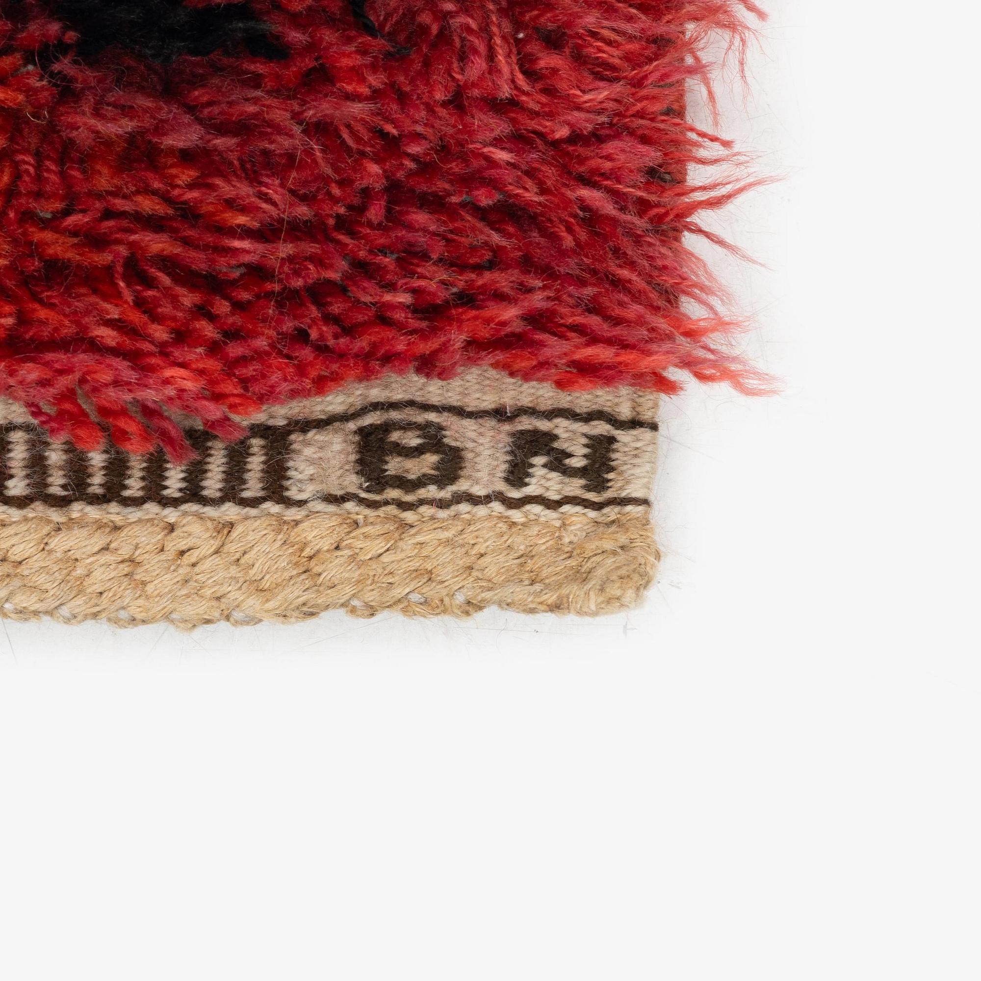 Barbro Nilsson, matta, 'Tigerfällen', knotted pile (rya), c. 260 x 154 cm, signed AB MMF BN.