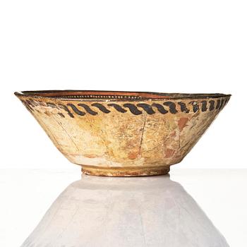 A conic pottery bowl, probably Nishapur, Northeast Persia, 10th century.