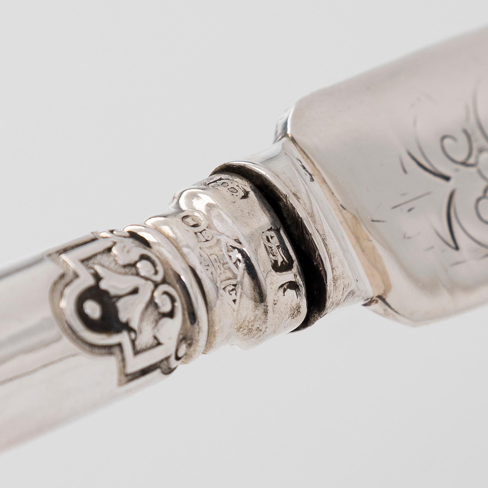 Förstoringsglas och brevkniv, silver, Martin, Hall & Co London 1875. I ask.