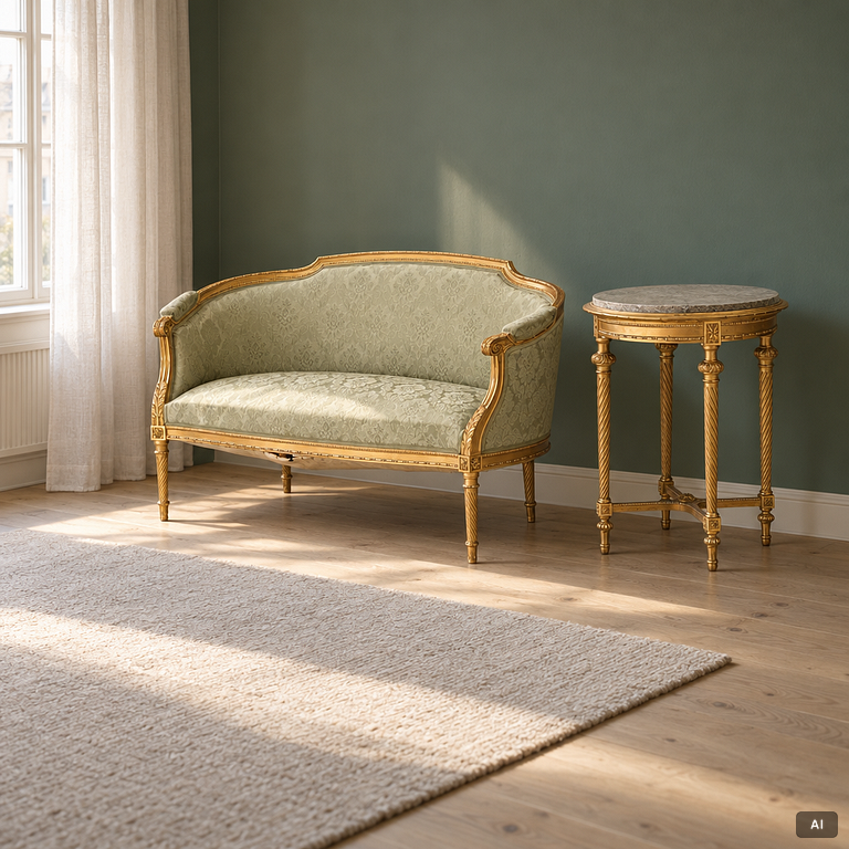 Soffa och bord, Louis XVi-stil.1900-talets början.