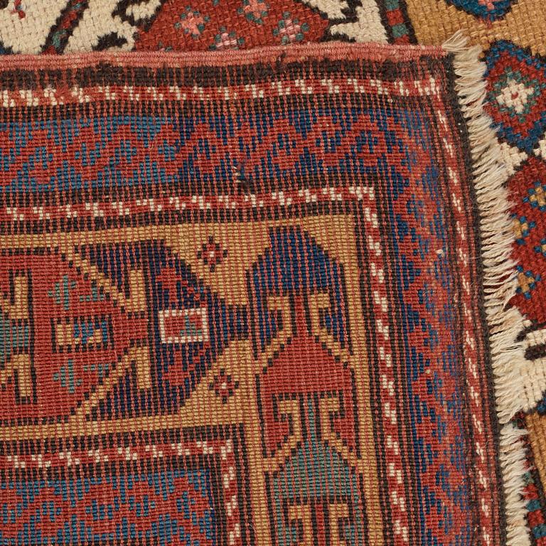 A RUG, an antique Caucasian prayer rug, Czar Russia, ca 144-151 x 103-106 cm.