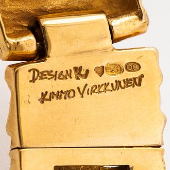 Kimmo Virkkunen, Halsband, örhängen och brosch, 14K guld, diamanter ca 0.06 ct totalt. Helsingfors 1991.