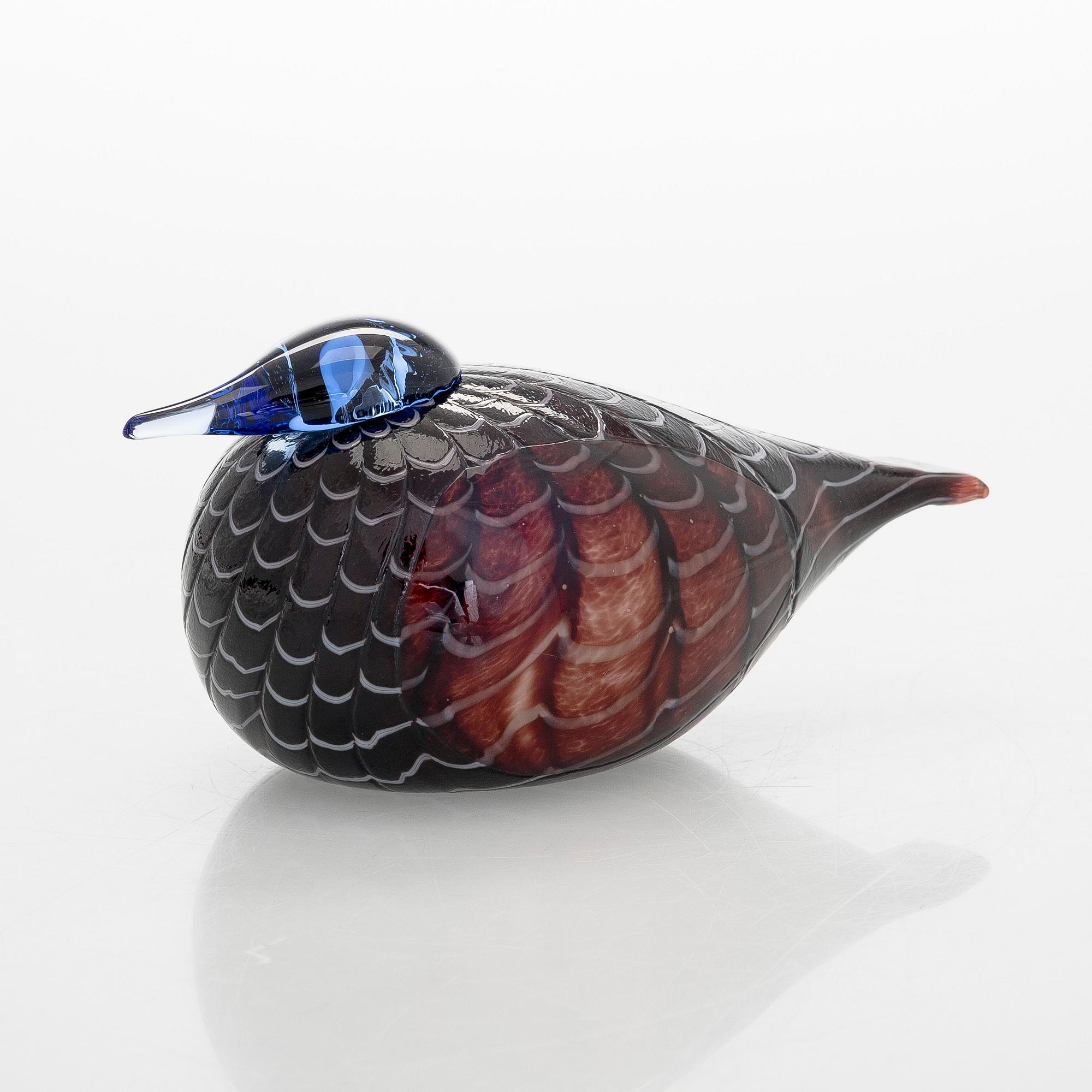 Oiva Toikka, glasfågel, signerad Oiva Toikka Nuutajärvi Notsjö Turun Sanomat.