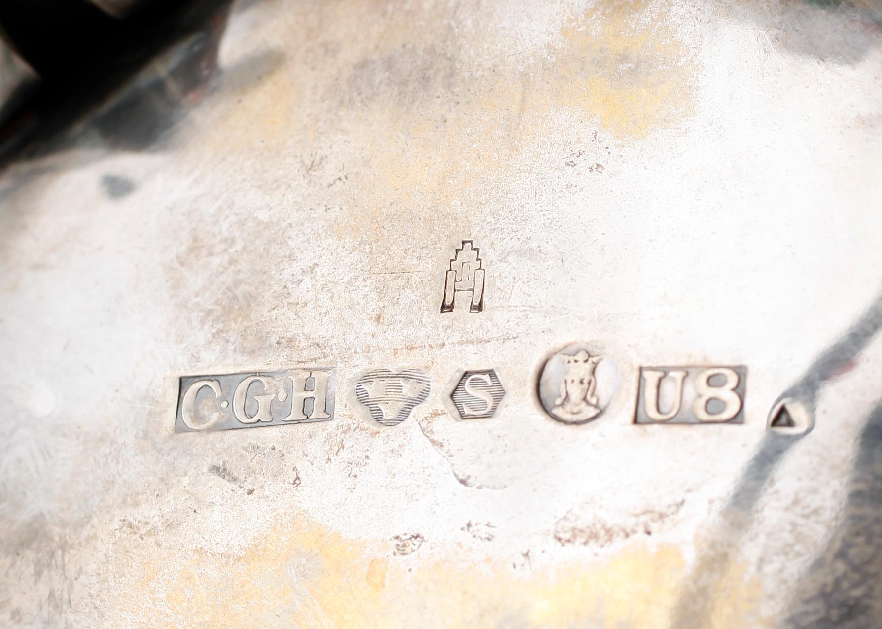 KAFFESERVIS, 3 delar, silver, CG Hallberg, Stockholm 1946. Vikt ca 1261 gram.