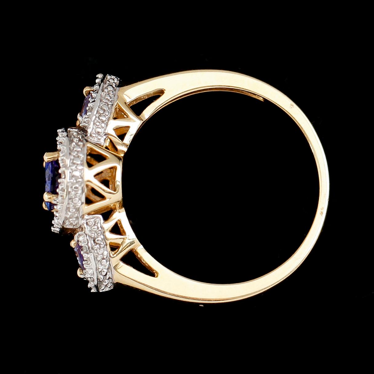 RING, 14 k guld, tanzaniter, diamanter tot ca 0.20 ct.