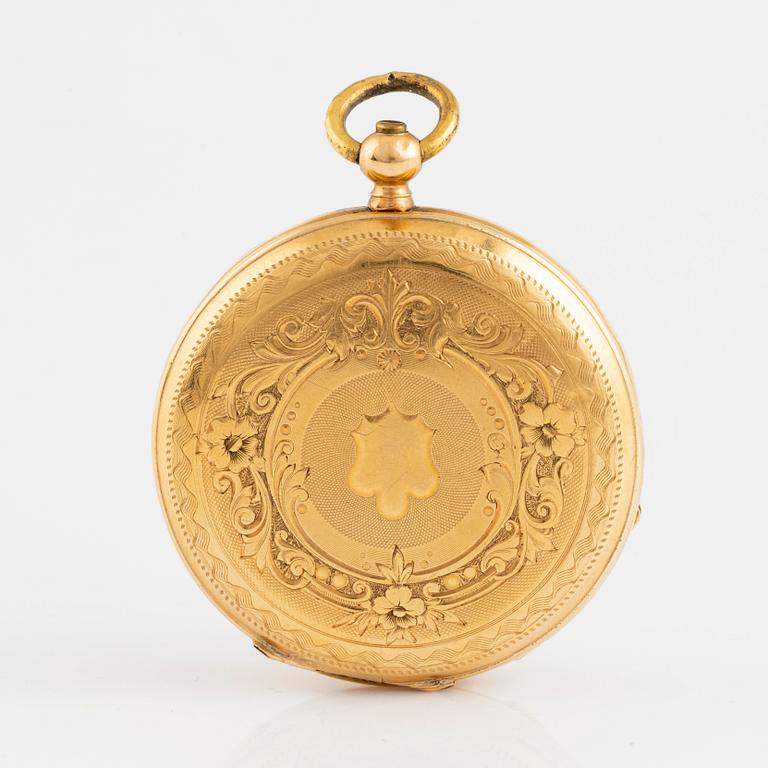 Pocket watch, 18K gold, 37 mm.