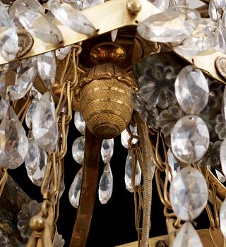 A late Gustavian circa 1800 six-light chandelier.