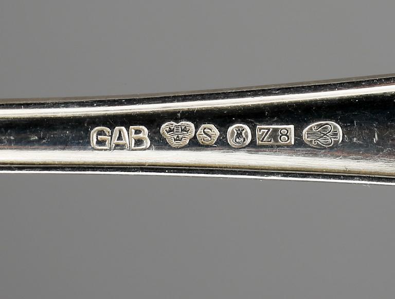BESTICKSERVISDELAR, 108+1+2, silver, GAB Stockholm, 1900-talets mitt.Vikt ca 2850 gram.