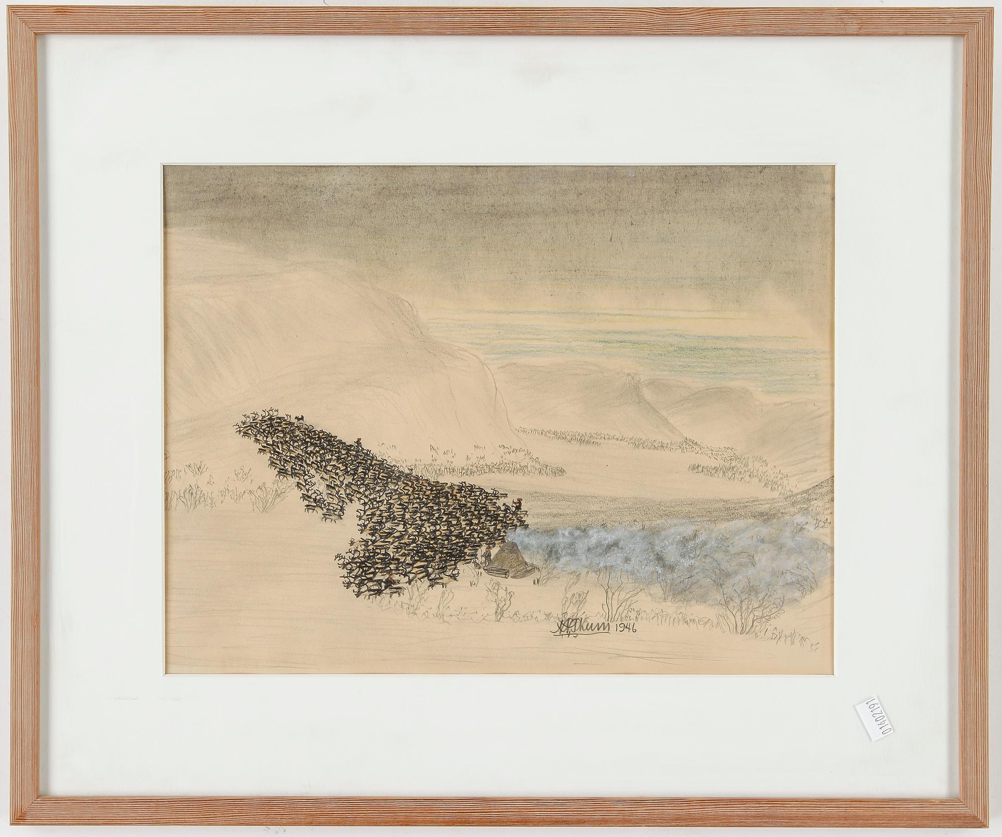 NILS NILSSON SKUM, blandteknik, signerad och daterad 1946.