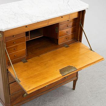 A late Gustavian mahogany secretaire, Stockholm, late 18th century.