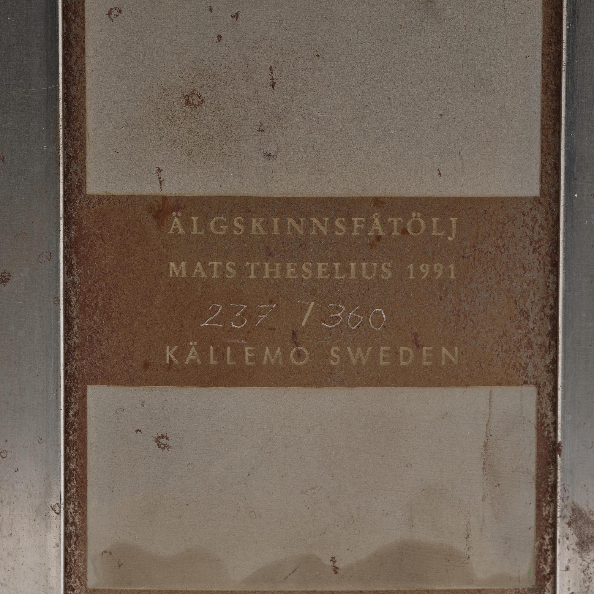 Mats Theselius, an "Älgskinnsfåtöljen" armchair, ed. 237/360, Källemo, Värnamo, post 1991.