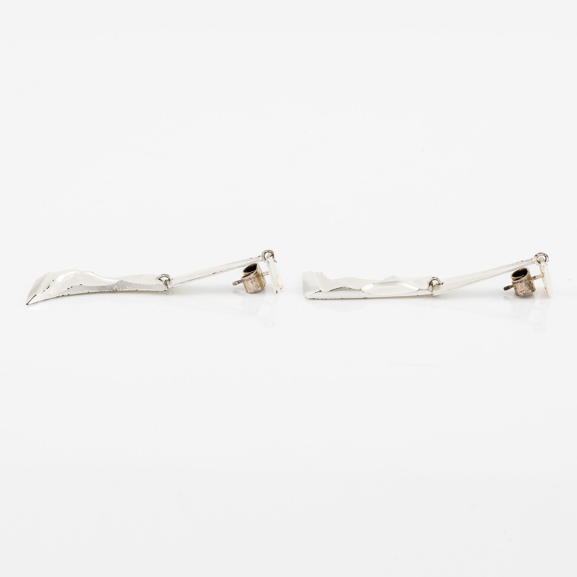 Björn Weckström, a pair of earrings "Silver Facets" for Lapponia, Finland 1987.