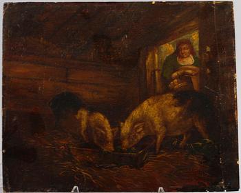 OKÄND KONSTNÄR, 2 st, olja på pannå.