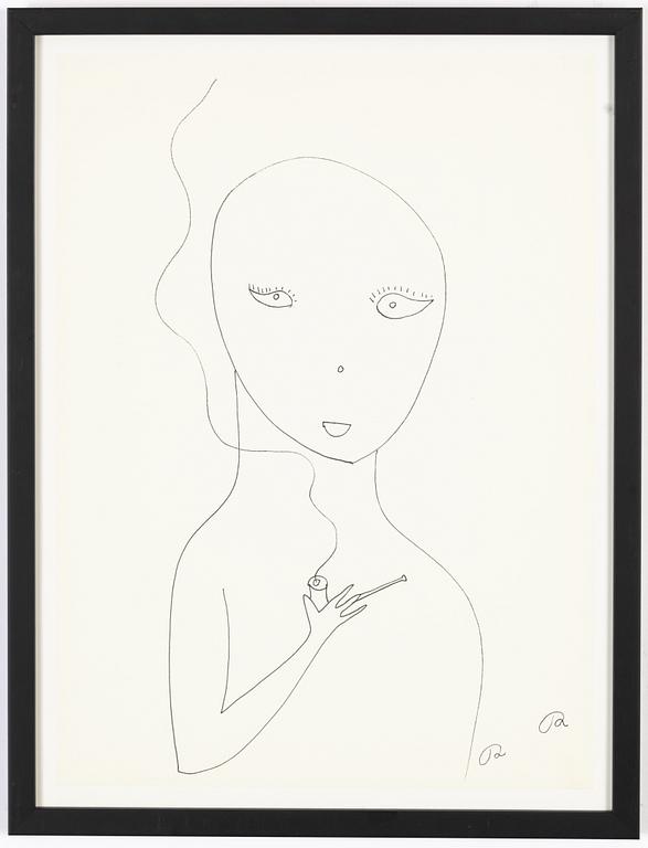 Roger Risberg, indian ink drawing, signed. Executed in 2008.