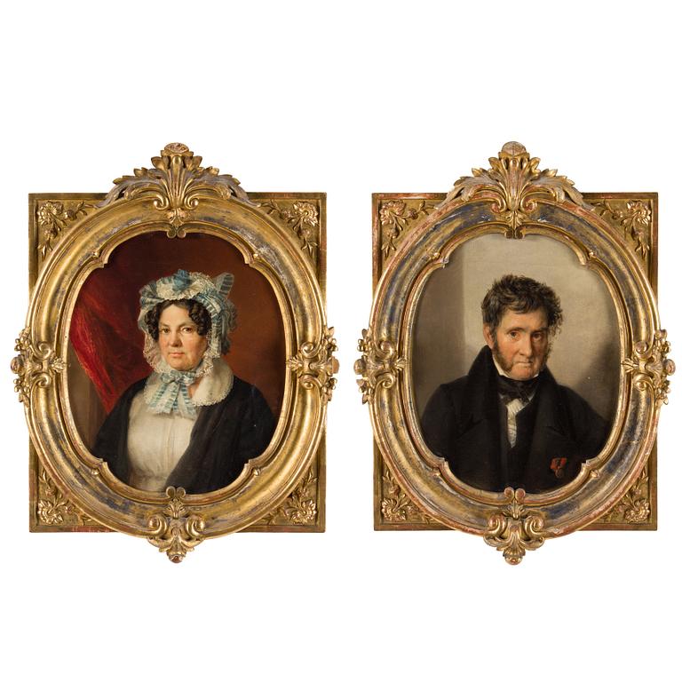 UNKNOWN ARTIST, A PAIR OF PORTRAITS, oil on canvas, second half of the 19th century.