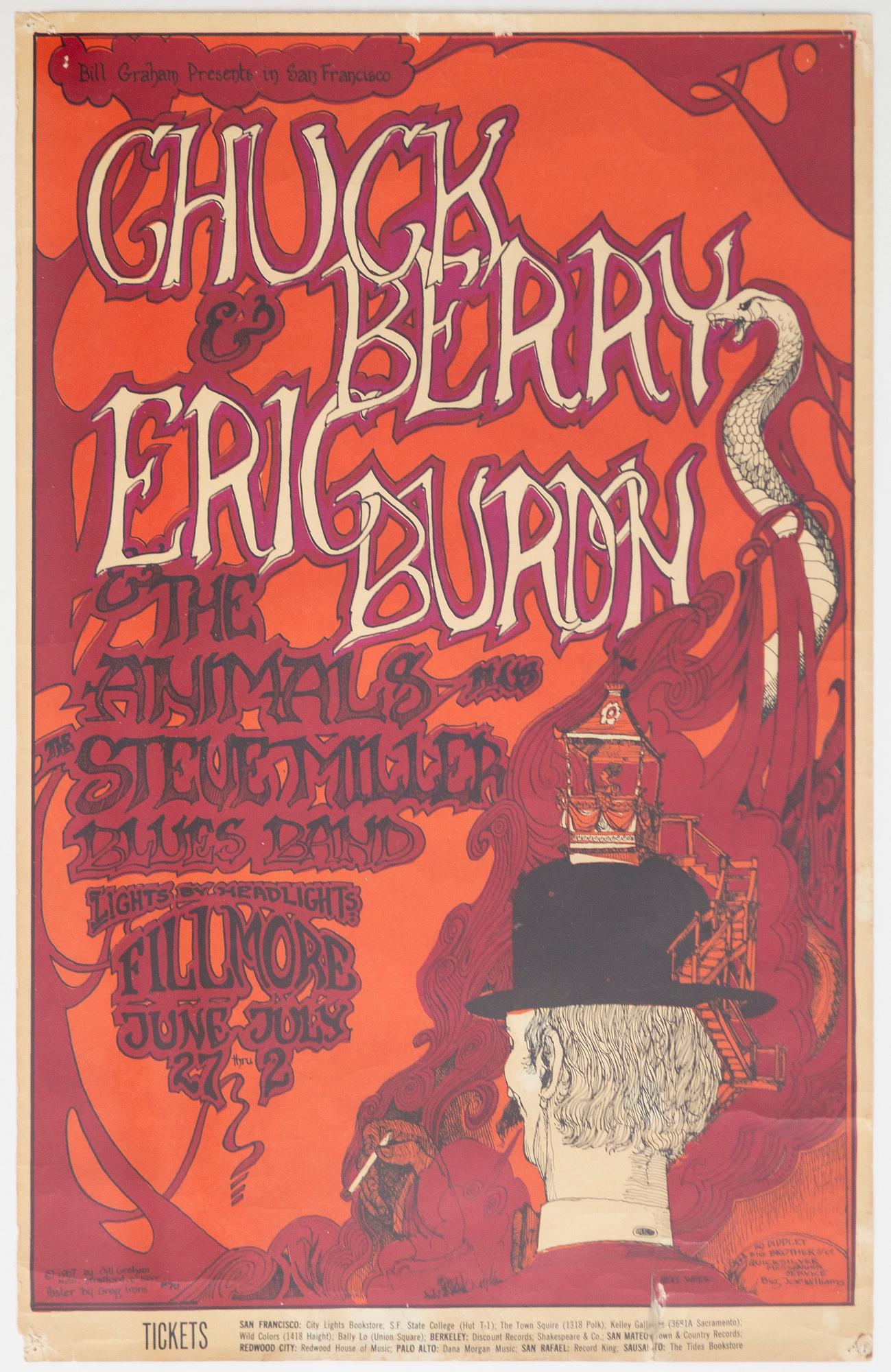 Wes Wilson, Bonnie MacLean & Greg Irons, "Bill Graham Presents", concert posters, 3 pcs. including West Coast Lithograph, 1967.