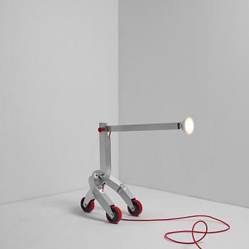 David Taylor, golvlampa, unik, "Wheelie Lamp", Studio Mellösaverken, Sverige 2025.