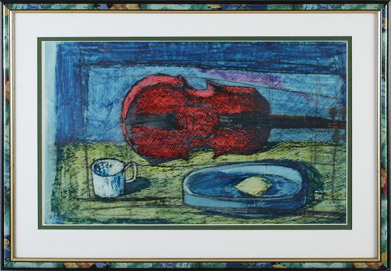 WALDEMAR MARBERG, färgetsning, monogramsignerad, daterad 1950.