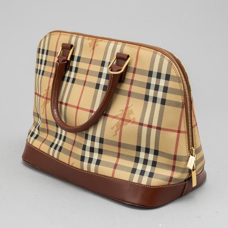 Burberry, a handbag and wallet.