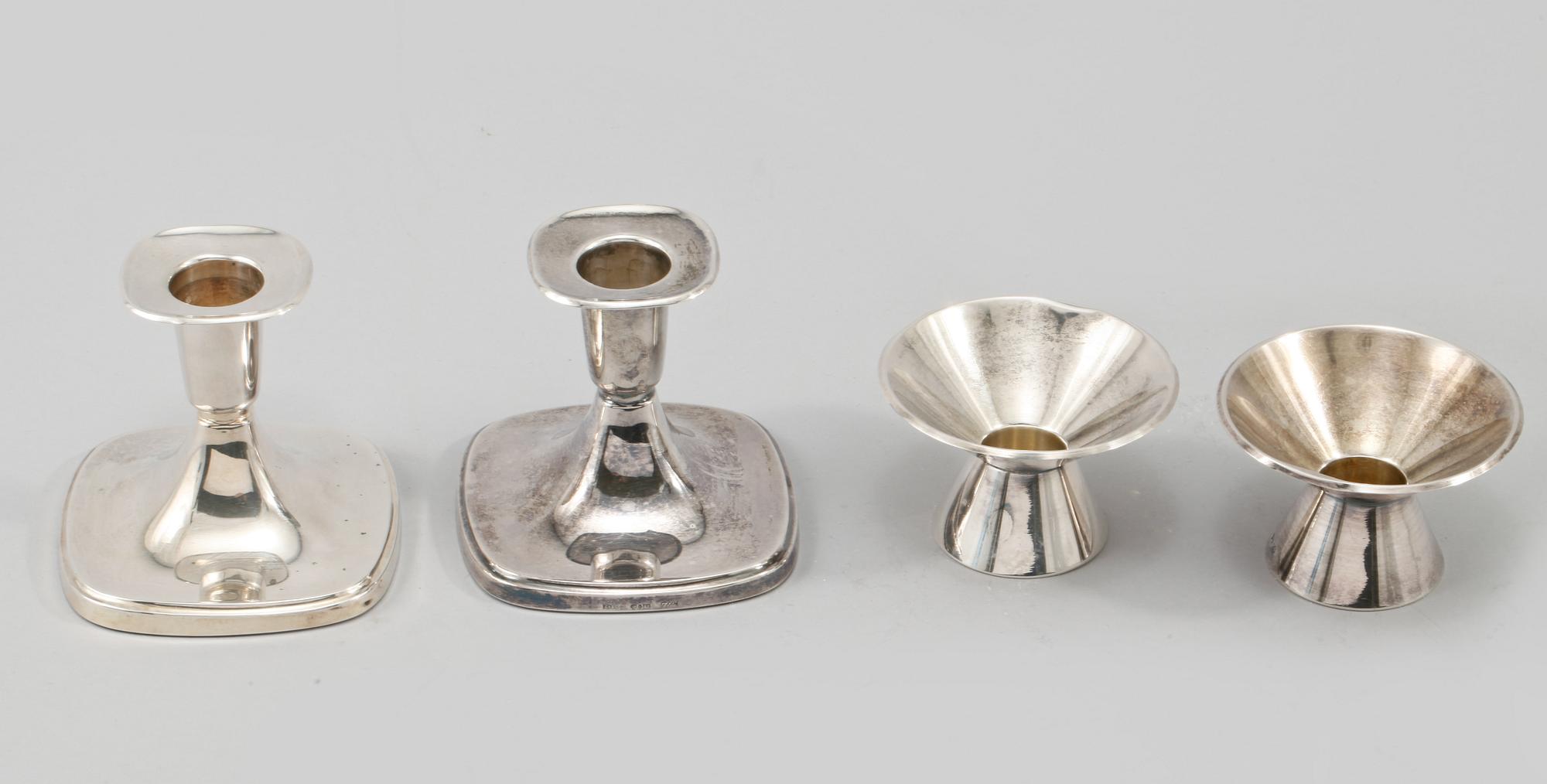 LJUSSTAKAR, 2 par, silver, Sverige, 1900-talets andra hälft.