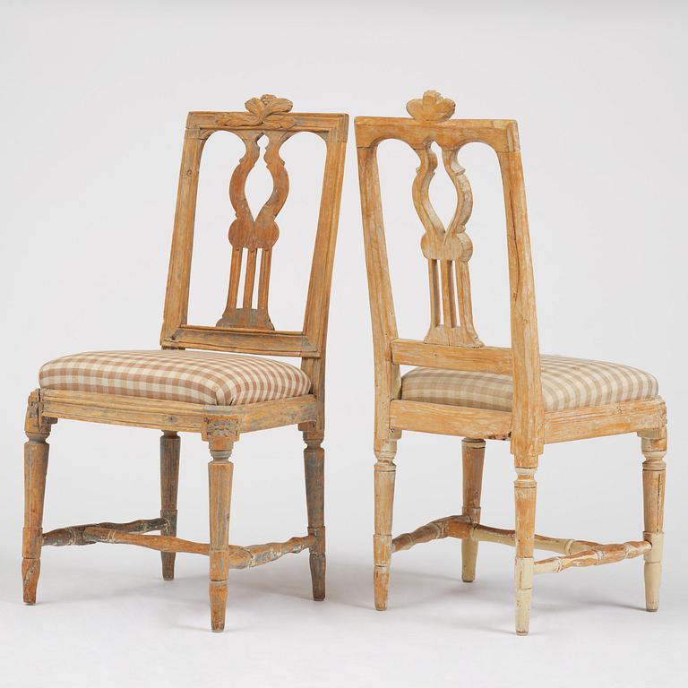 A set of six Gustavian chairs, late 18th century.