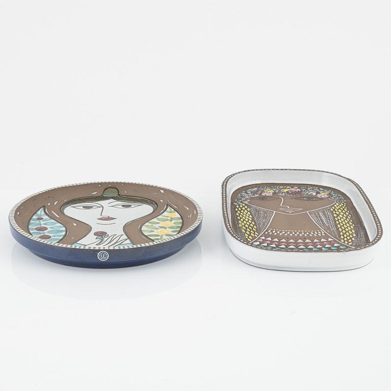 Mari Simmulson, two dishes, Upsala-Ekeby.