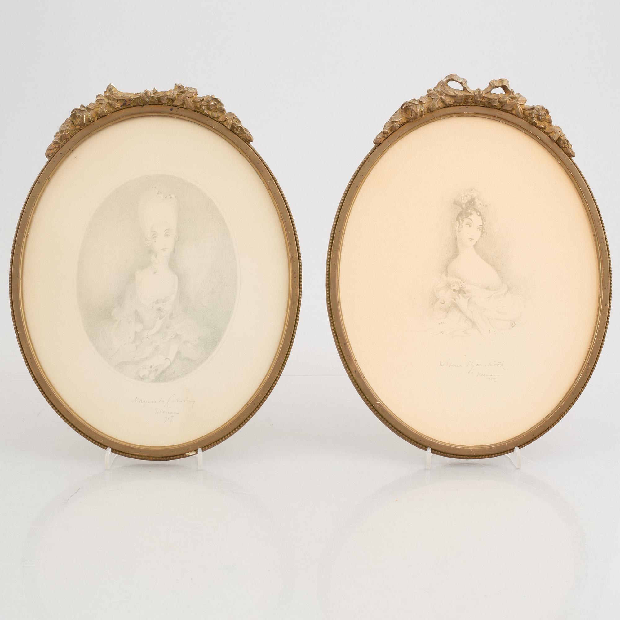 Einar Nerman, a pair of portraits from Gösta Bergling's saga.