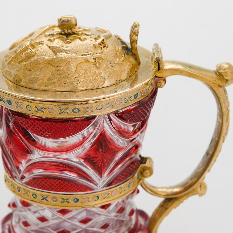 A cut glass and ormolu tankard, Imperial Glassworks, Saint Petersburg, 1830s.