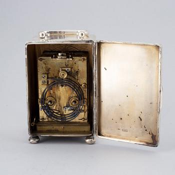 A silver carriage clock, William Comyns, London, 1903.