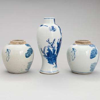 A pair of Chinese, 19th-Century porcelain jars and a porcelain vase from the early 20th Century.