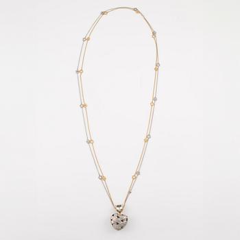 Ole Lynggaard, necklace in 18K gold and white gold with a heart-shaped aquamarine and brilliant-cut diamonds.