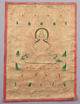 THANGKA, handmålad på textil, Tibet, 1900-tal.