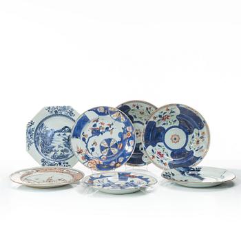 Tallrikar, 7 st, Kina, Qing Dynastin, Qianlong, 1736-95.