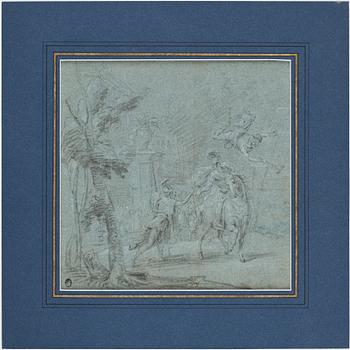 GIOVANNI ANTONIO PELLEGRINI, hans krets. Osignerad. Krita och kol, bildyta 27,5 x 27,5 cm.