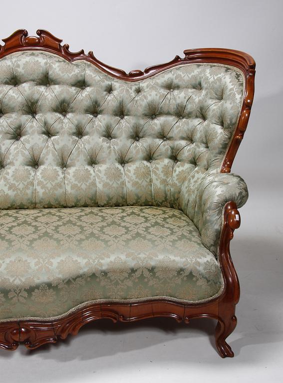 SOFFA SAMT STOLAR, 5 st, nyrokoko, 1800-talets andra hälft.