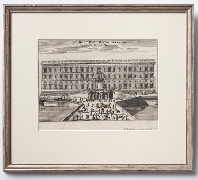 Four Swedish 19th century engravings from "Suecia Antiqua et Hodierna".