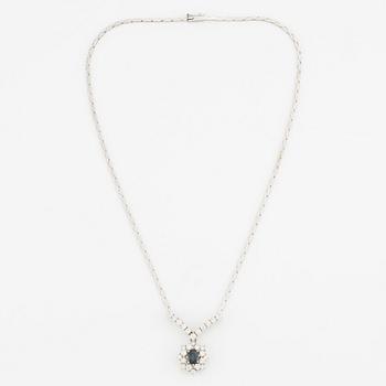 Necklace, 18K white gold with sapphire and brilliant-cut diamonds.